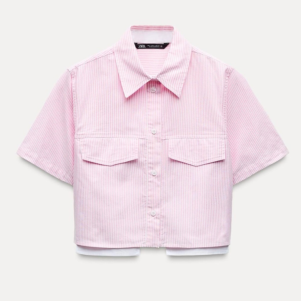 Zara new with tags Short Striped Oxford Shirt